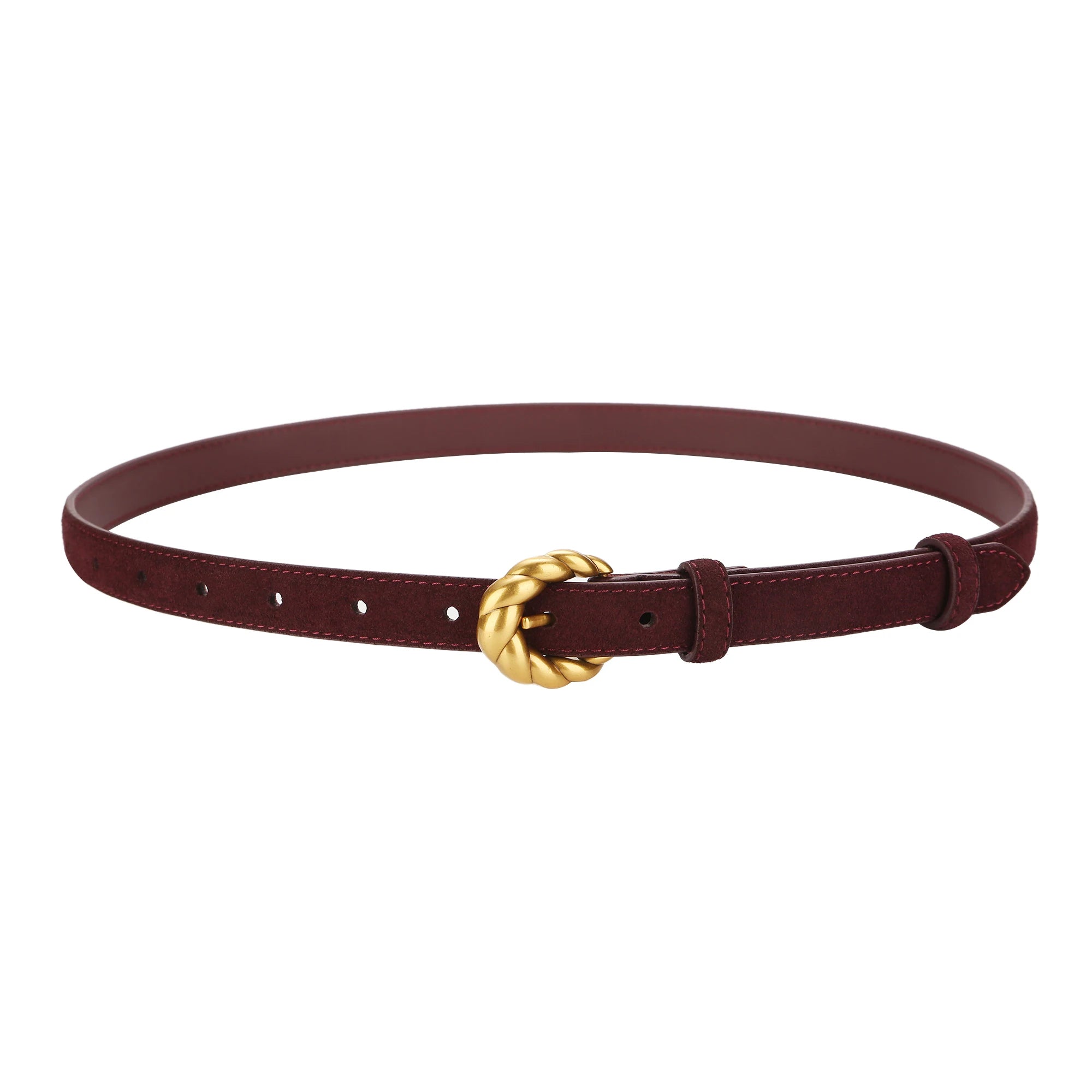 Cinturón con hebilla dorada y piel auténtica