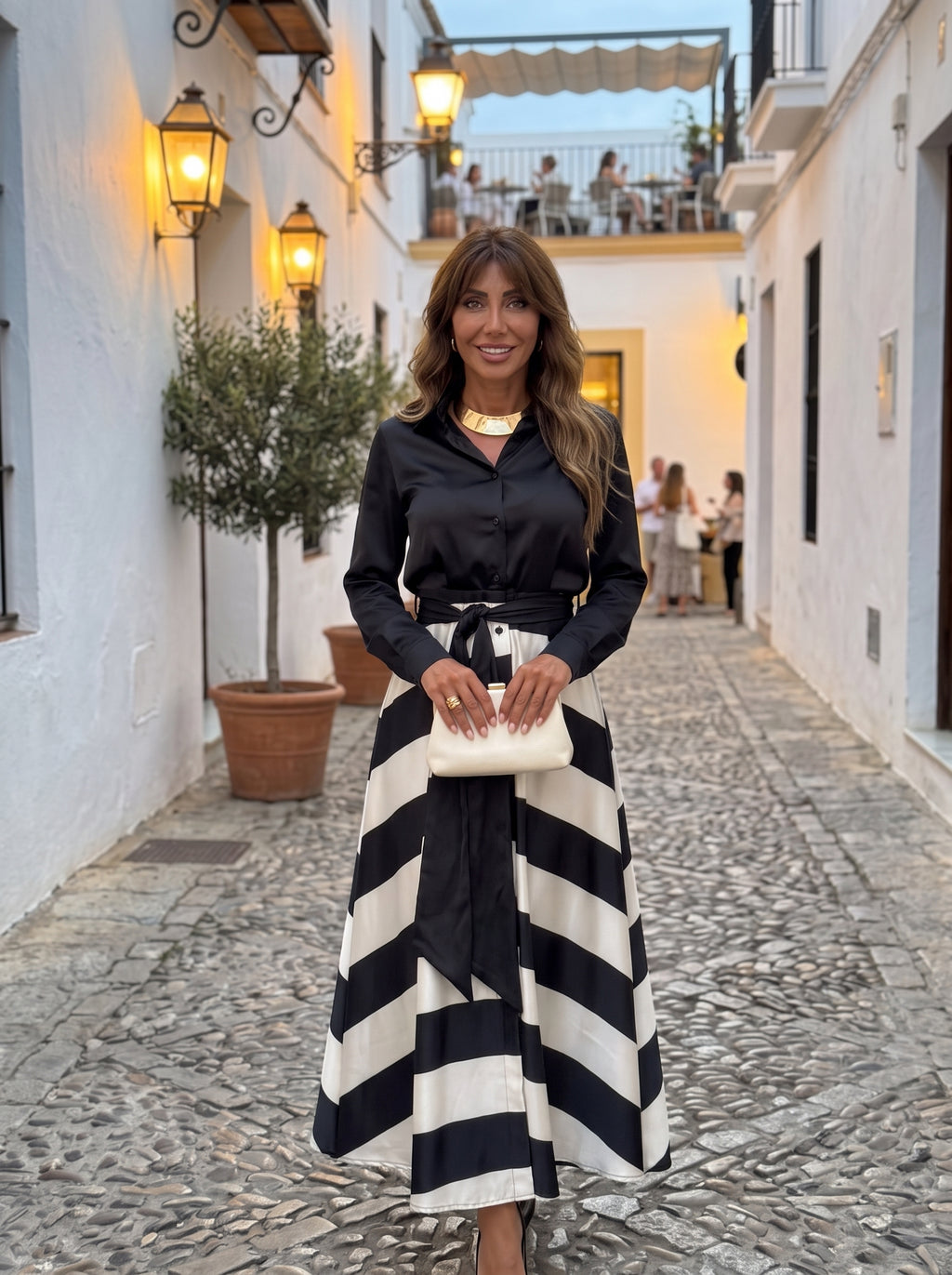 Noa | Vestido largo a rayas con conturón