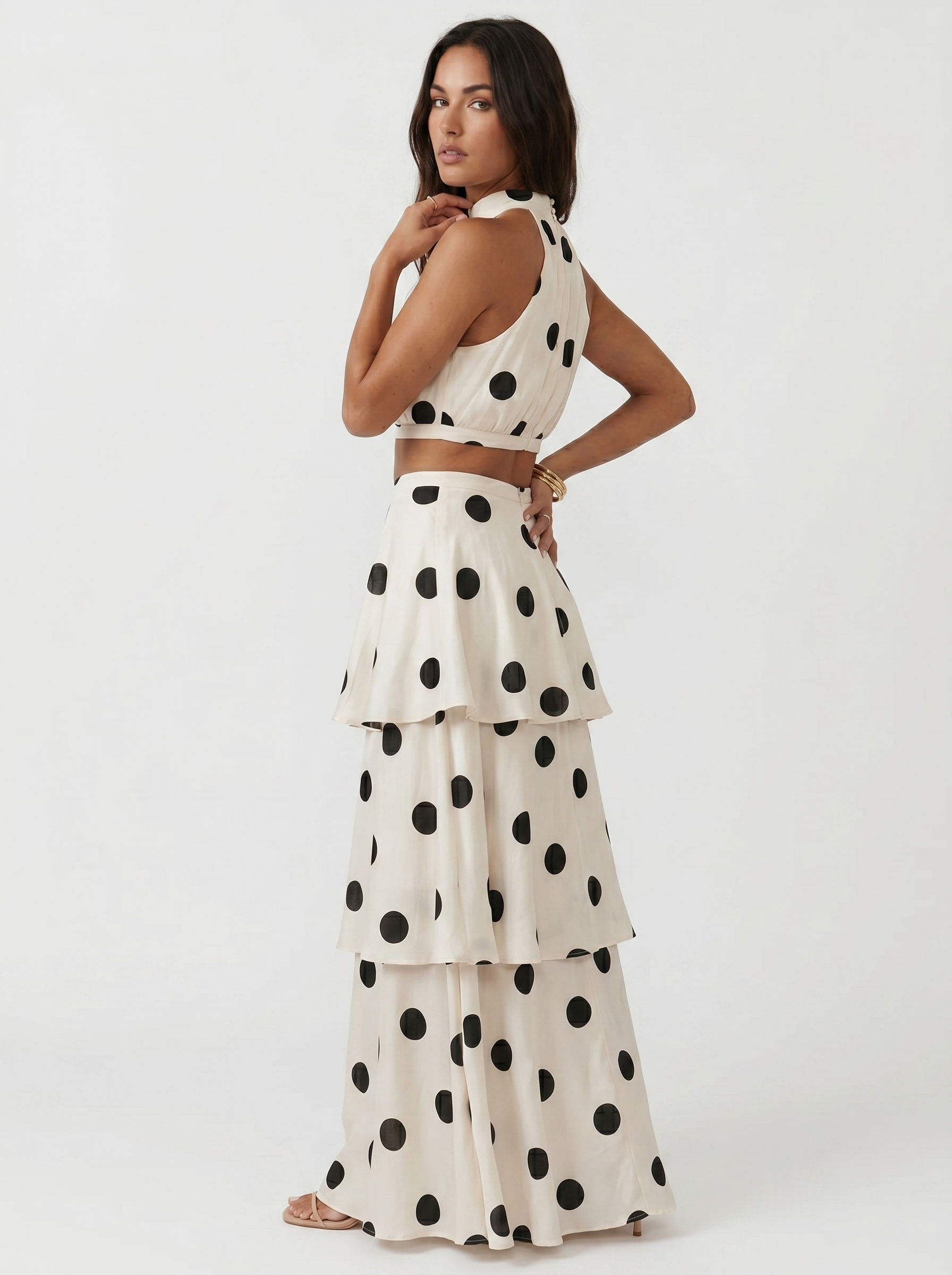 Lucía | Conjunto top y falda larga de lunares